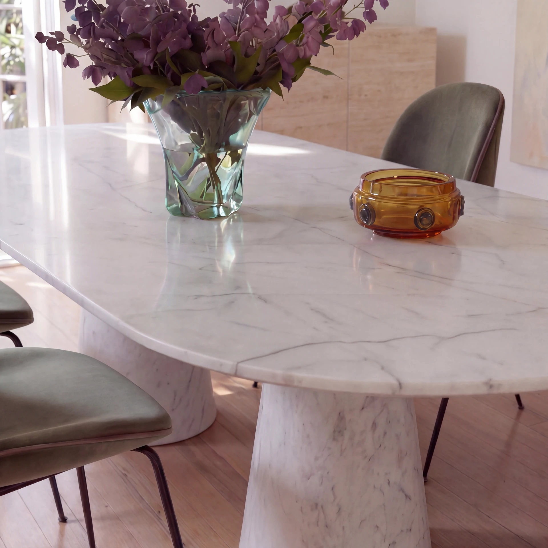 White Oval Double Pedestal Dining Table thumbnail 2