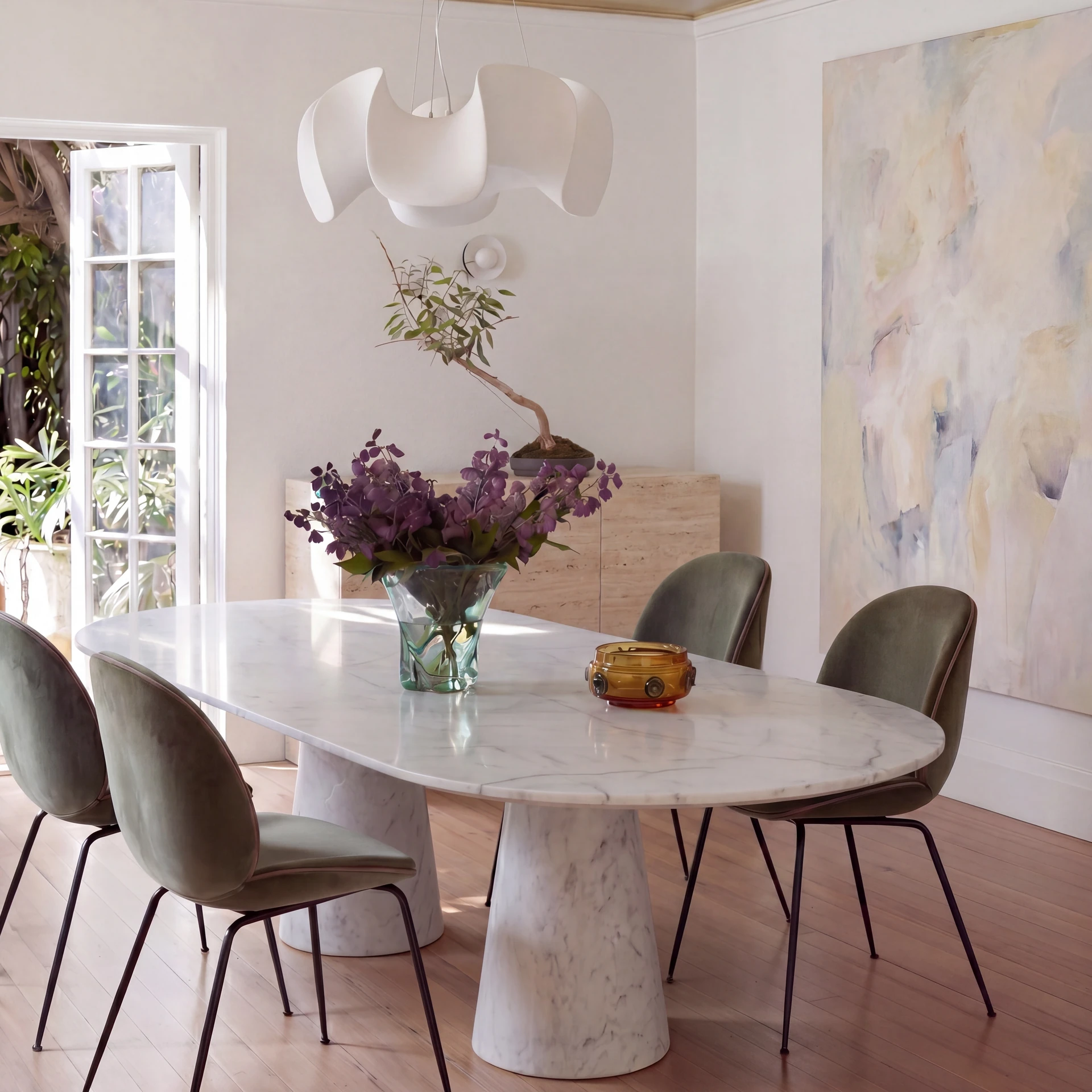 White Oval Double Pedestal Dining Table
