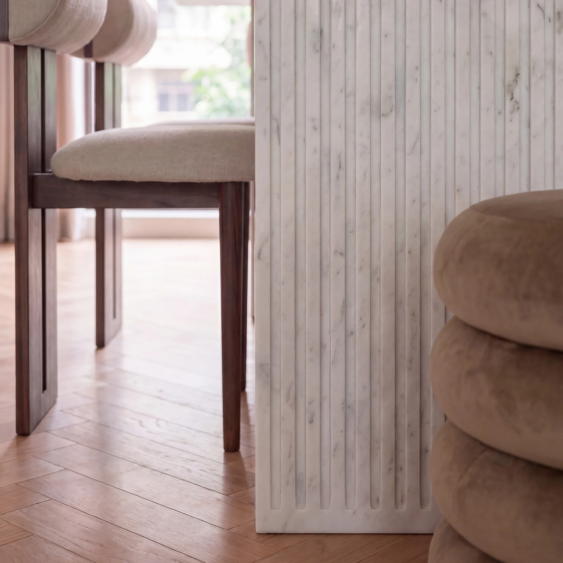 White Fluted Double Pedestal Dining Table thumbnail 3