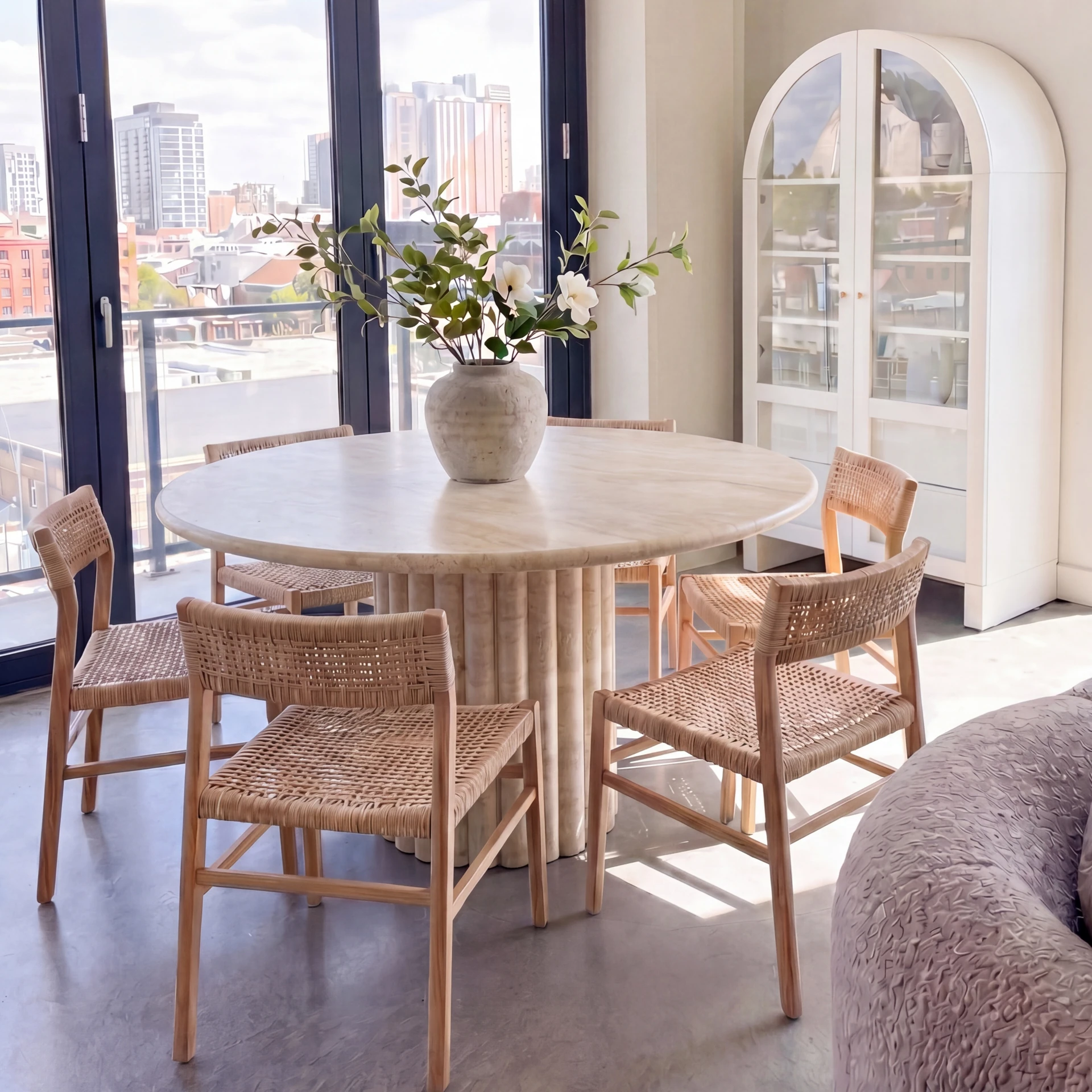 Fluted Pedestal Round Dining Table