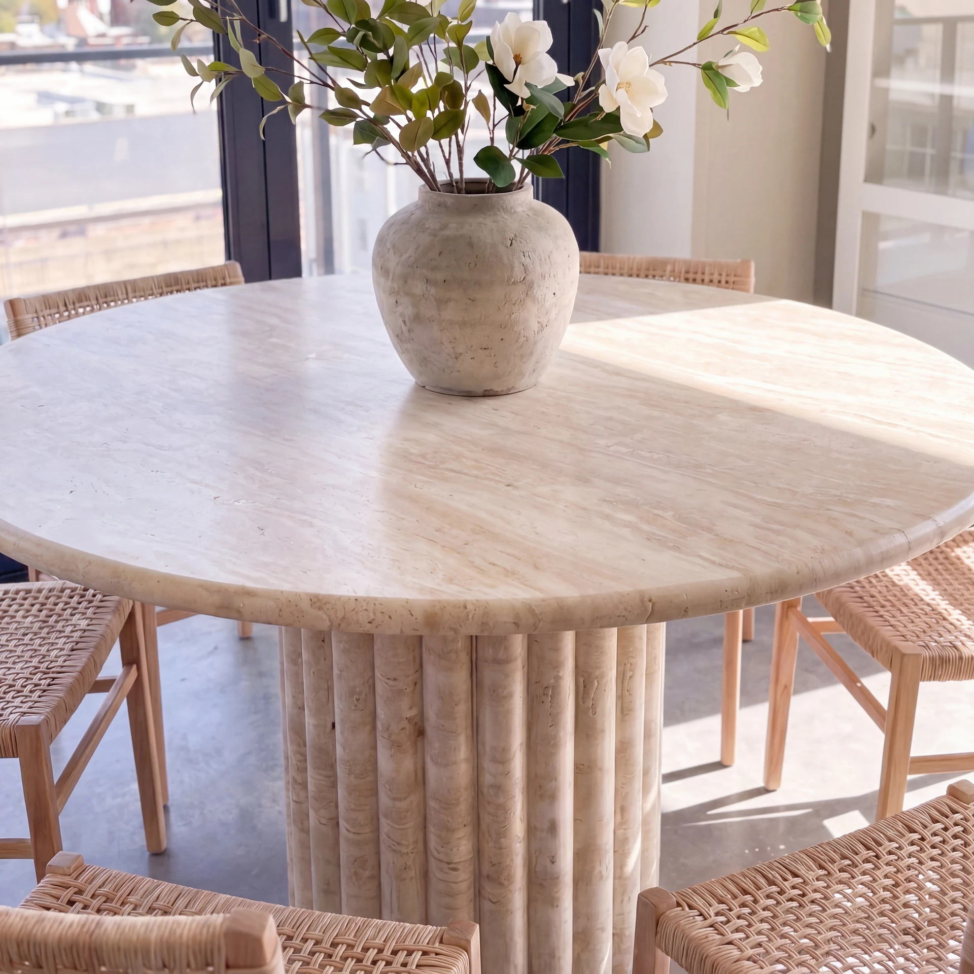 Fluted Pedestal Round Dining Table thumbnail 2