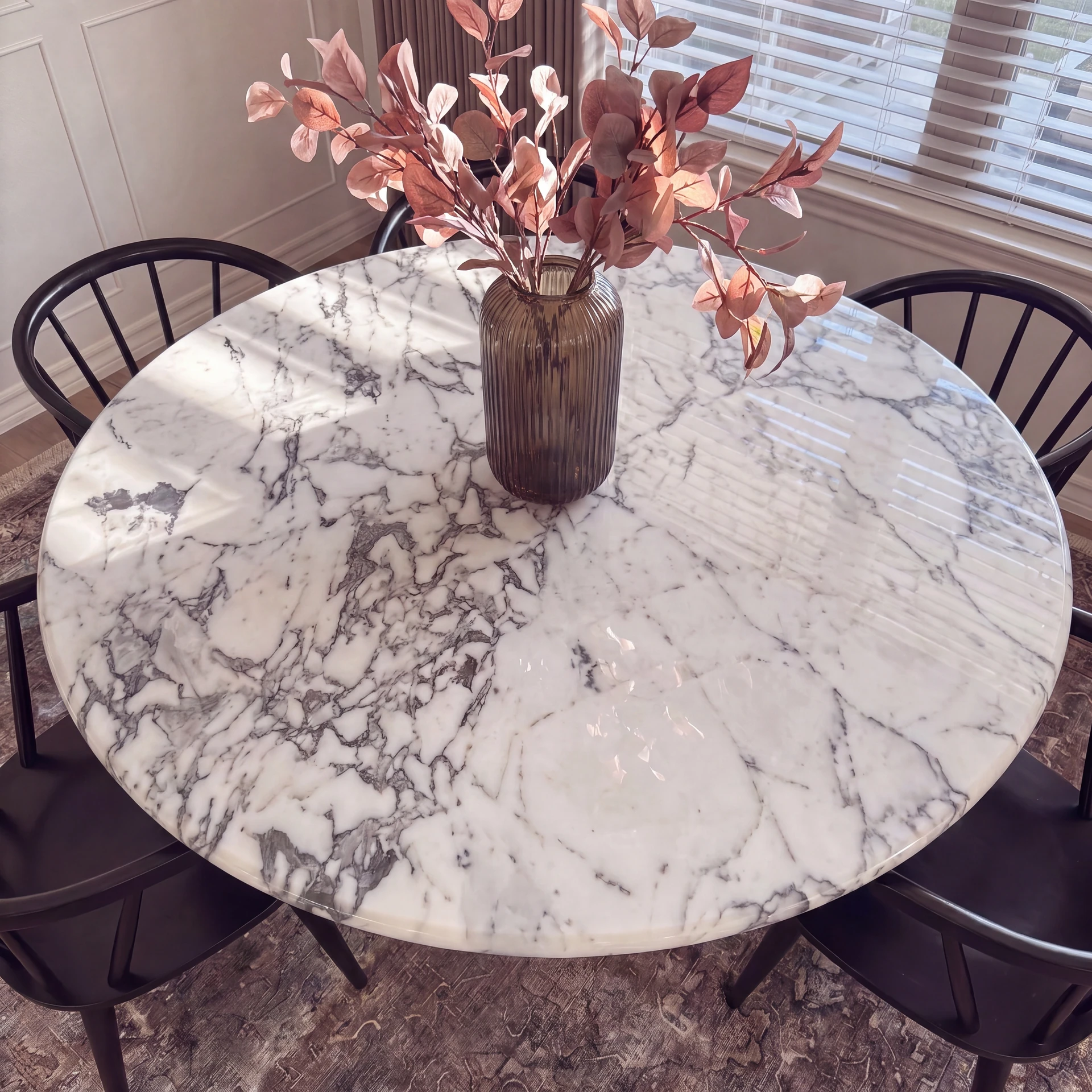 Round Veined Pedestal Dining Table thumbnail 2