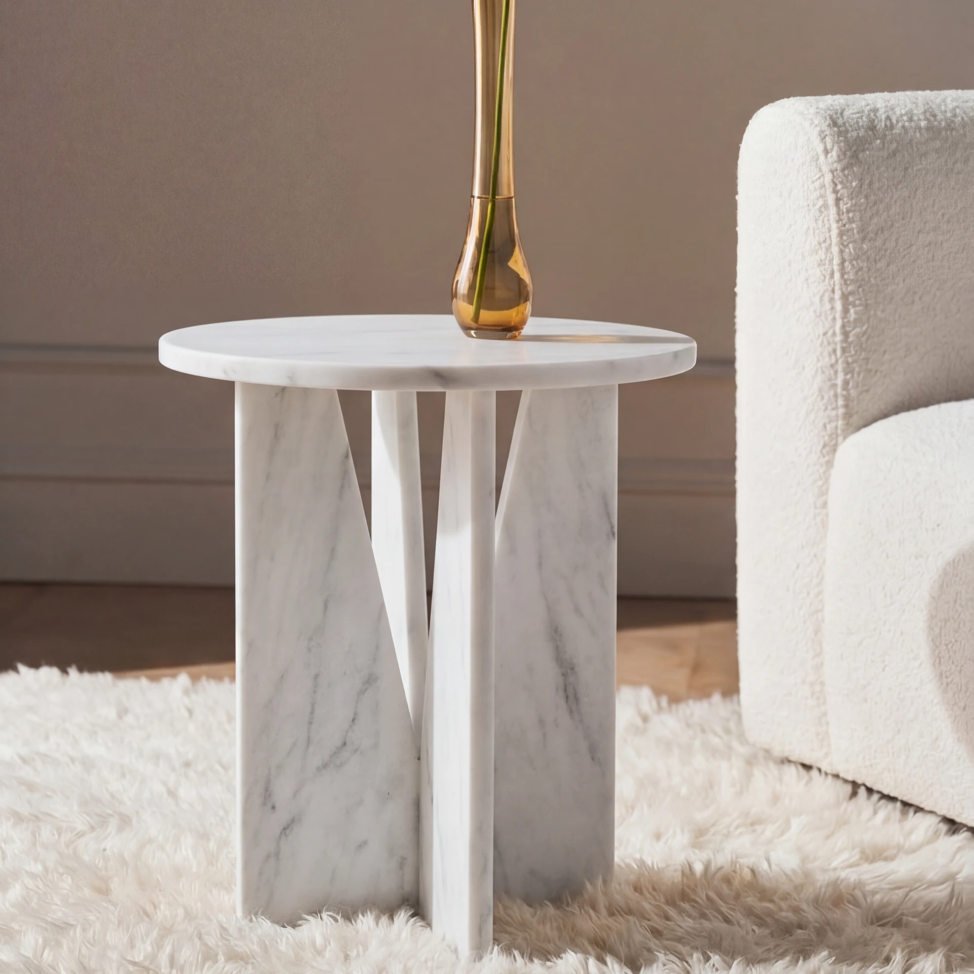 White Geometric Round Coffee Table