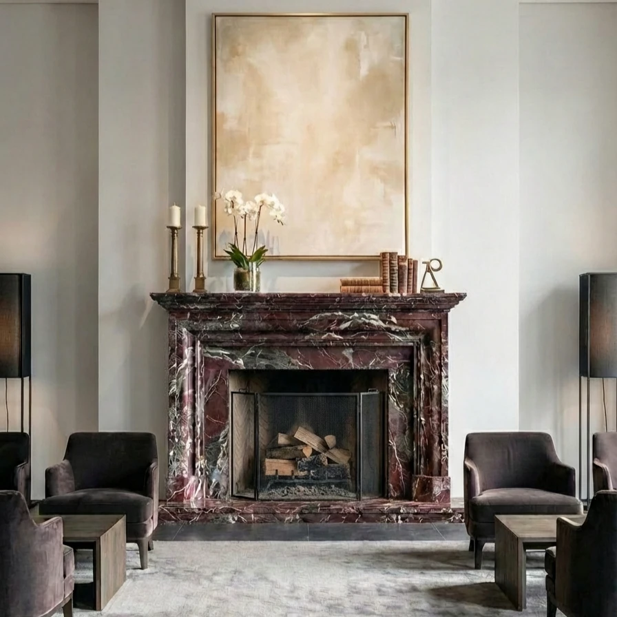 Burgundy Veined Fireplace Surround