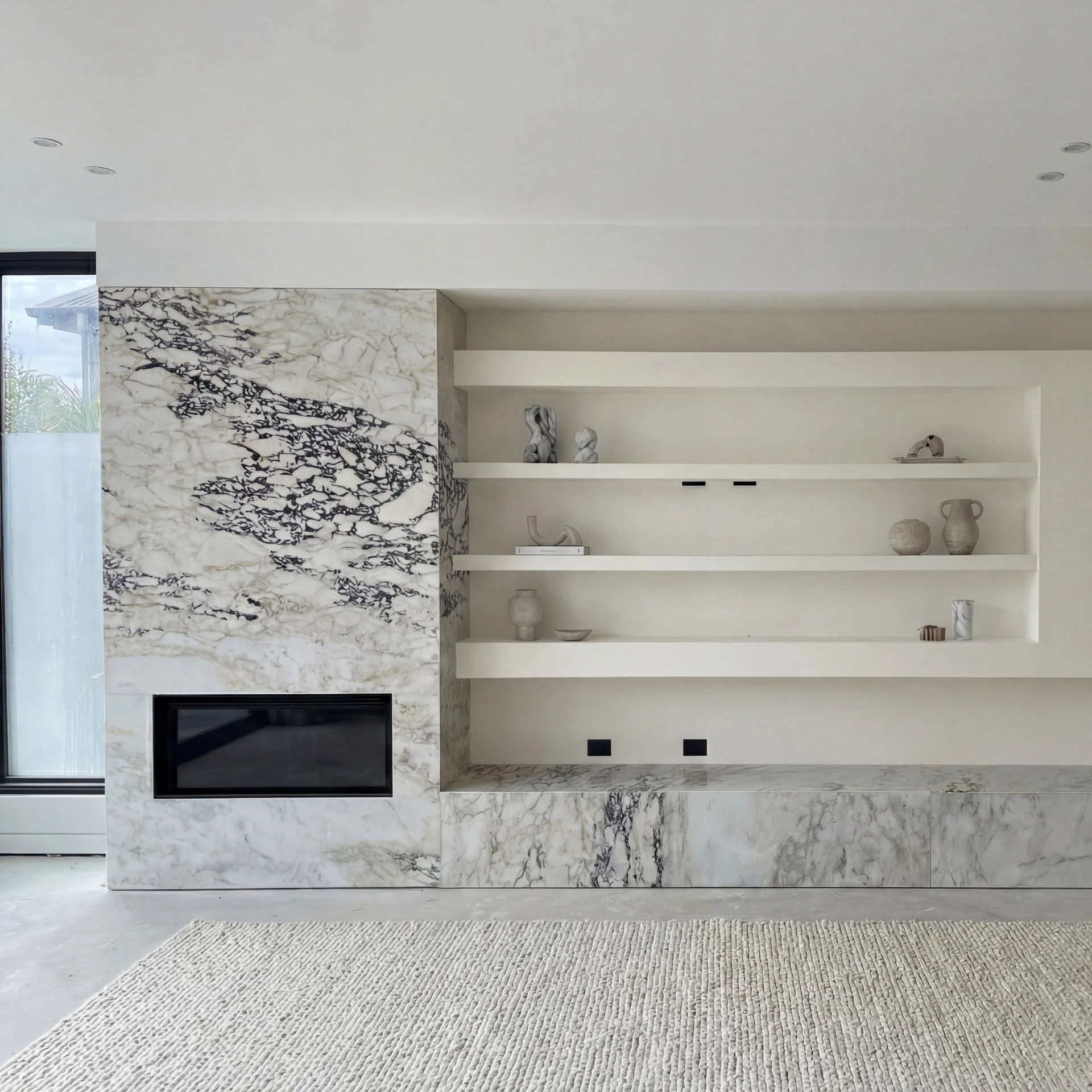 Veined White Hearth Surround Fireplace