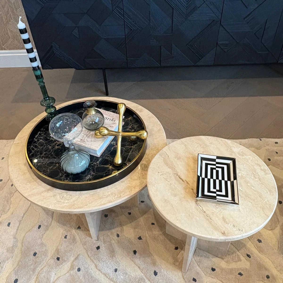 Circular Tiered Beige Coffee Table thumbnail 3