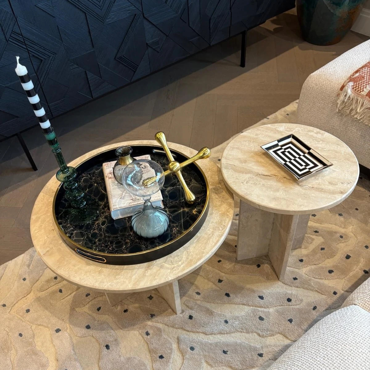 Circular Tiered Beige Coffee Table thumbnail 2