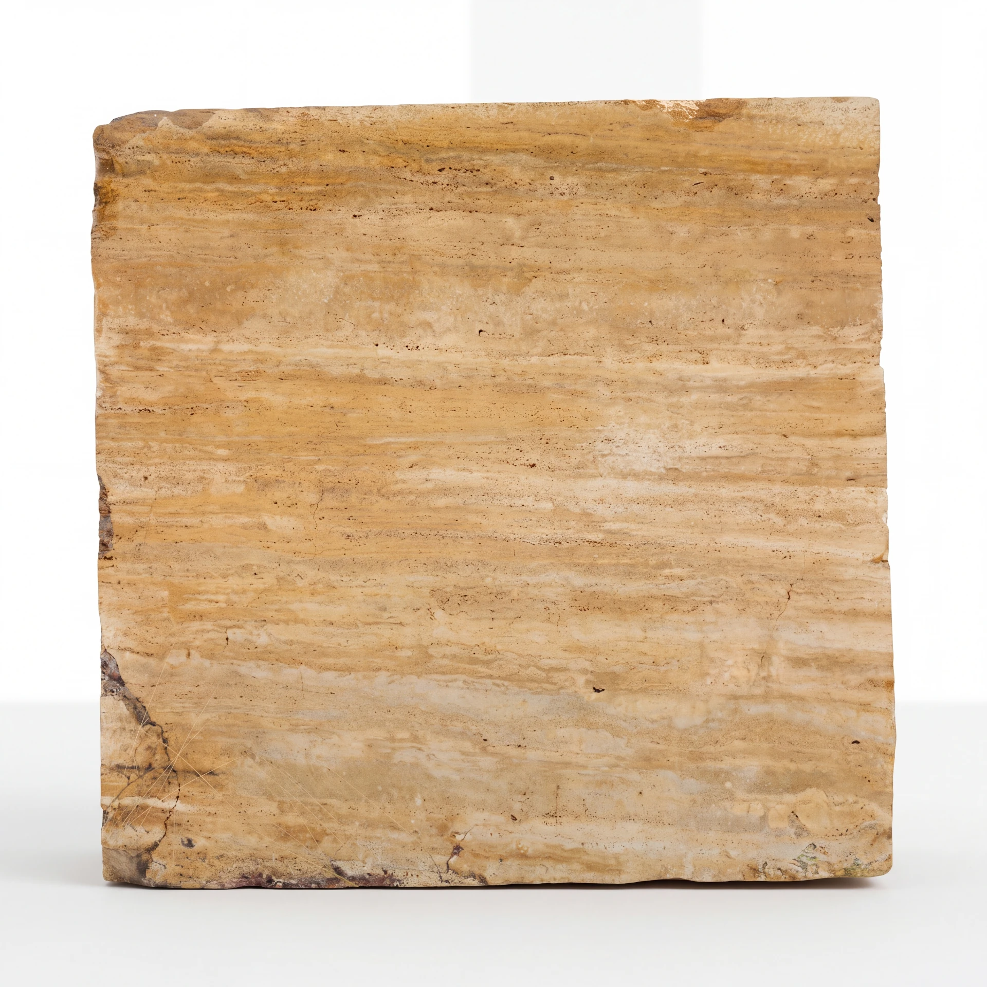 Saffron Travertine Vein Cut Block