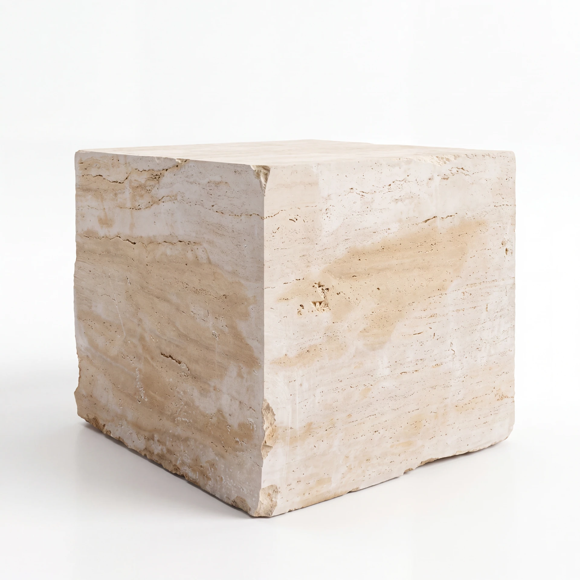 White Travertine Vein Cut Block