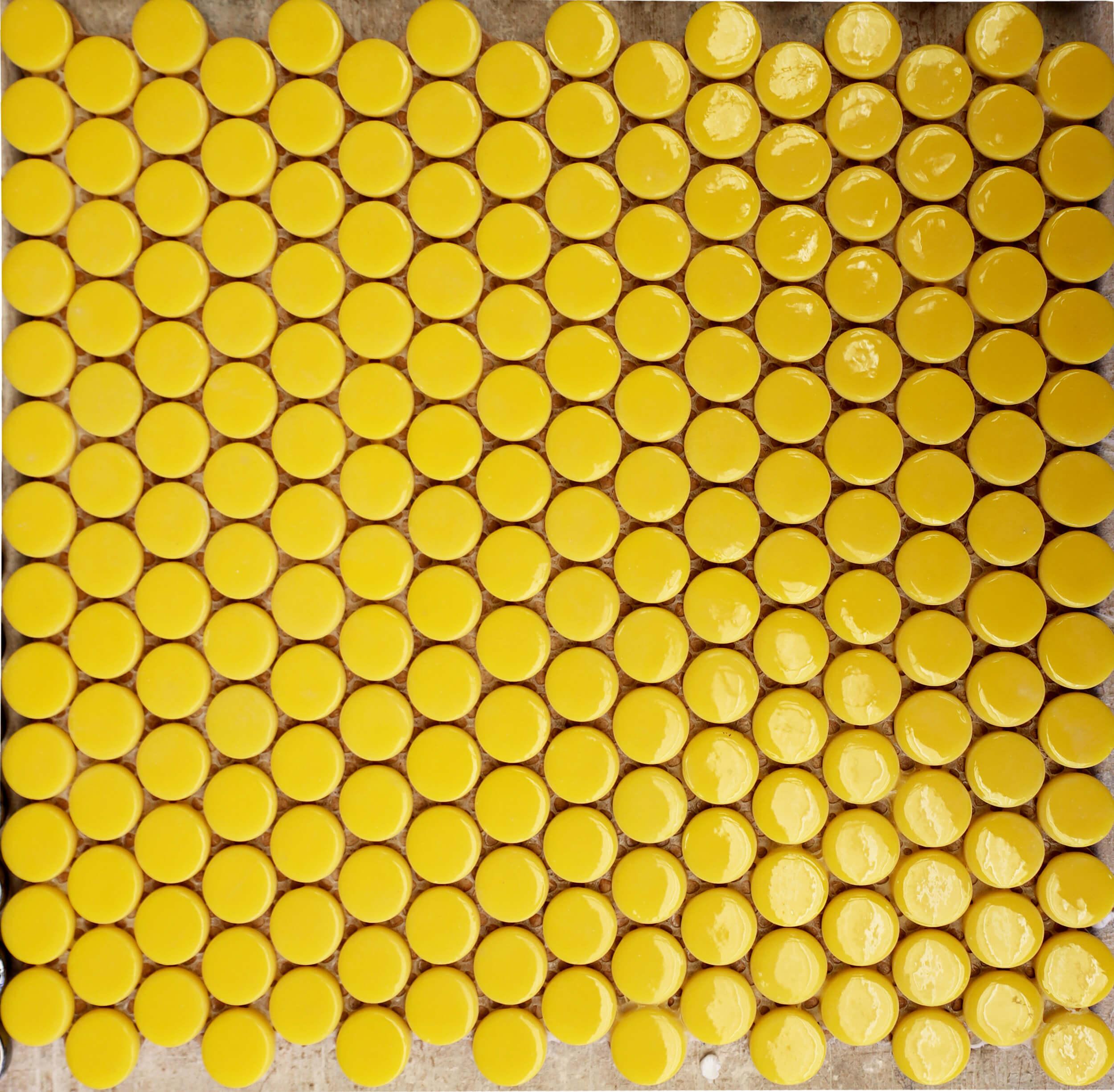 Mosaico de Vidrio Circular Amarillo Brillante