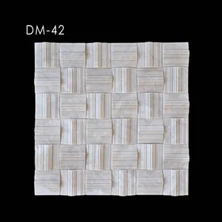 Mosaïque en Relief Carrée à Damier Rainuré Blanc Cassé