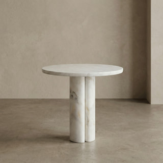 Circular Coffee Table with Dual-Column Base