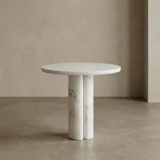 Circular Coffee Table with Dual-Column Base