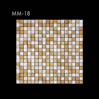 White and Gold-Ochre Grid Fine Line Mosaic
