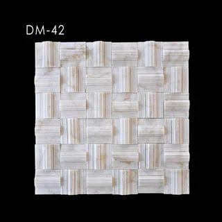Mosaïque en Relief Damier Strié Ton Beige