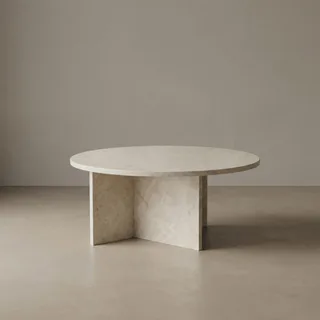 Circular Top Mottled Surface Cross Panel Base Coffee Table