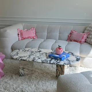 Oval Tablalı Çift Sütun Ayaklı Orta Sehpa