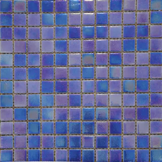 Irisierendes blau-violettes quadratisches Glasmosaik Irisierendes blau-violettes quadratisches Glasmosaik