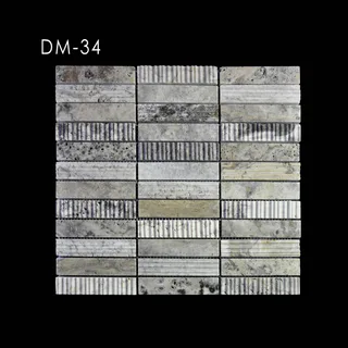 Grey Tonal Linear Ribbed Relief Mosaic
