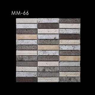 Off-White Beige Grey Dark Brown Multi-Texture Rectangular Grid Fine Line Mosaic