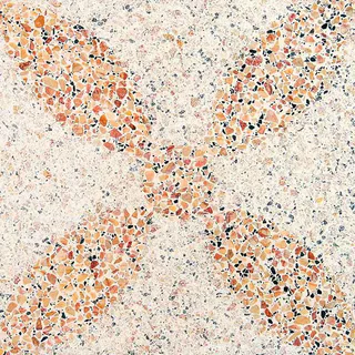 SM-PD Carreau Terrazzo Crème Motif Quatre Pétales Carreau