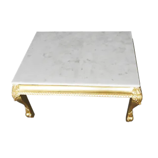 Square Top Gilded Frame Carved Leg Coffee Table