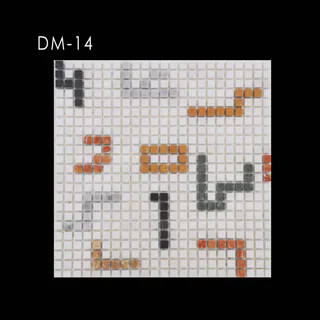 Grid Mosaic with Geometric Pixelated Accents