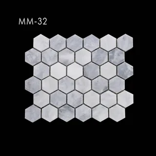 Altıgen Gri Tonlamalı Geometrik Mozaik