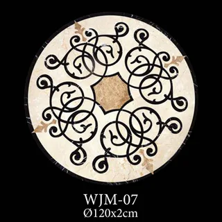 Circular Medallion with Intricate Black Scrollwork and Tan Accents thumbnail 2