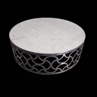 Circular Top Coffee Table with Openwork Lattice Base