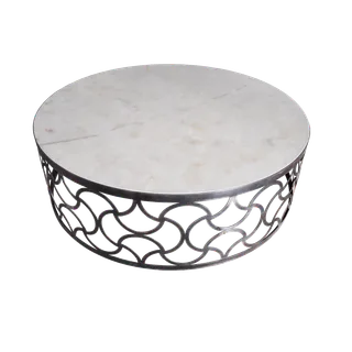 Circular Top Coffee Table with Openwork Lattice Base