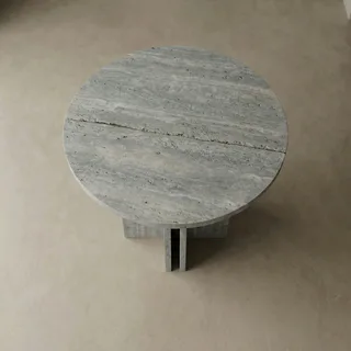 Grey Circular Top Intersecting Panel Coffee Table thumbnail 2