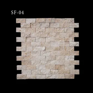 Beige Linear Staggered Split Face Mosaic