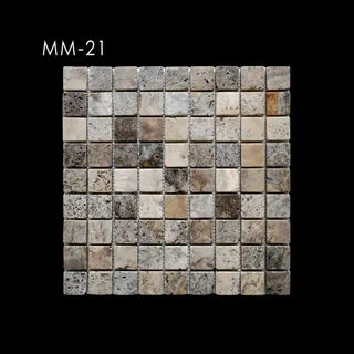 Multi-Tonal Charcoal Ochre Square Grid Mosaic
