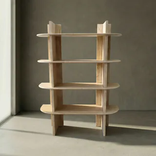 Banded Cream Bookcase with Curved Panels