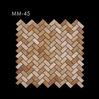 Mosaïque Bâtons Rompus Ocre et Crème