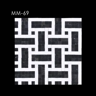 Mosaïque géométrique monochrome à blocs imbriqués