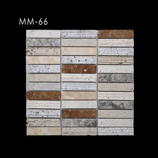 Off-White Grey Beige Ochre Brown Multi-Texture Rectangular Grid Fine Line Mosaic