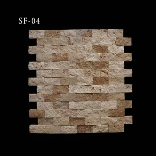 Light Beige Tan Staggered Linear Split Face Mosaic