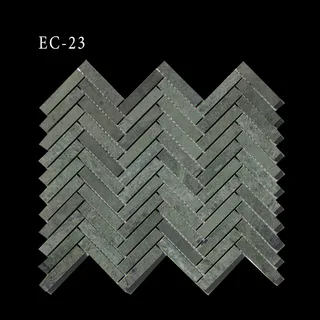 Exclusive Mosaic Collection Green Herringbone Pattern