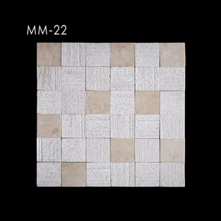 Beige and Textured White Grid Fine Line Mosaic