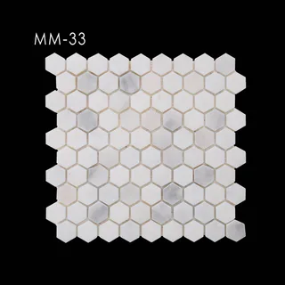 Hexagonal Cream Grey Tonal Mosaic