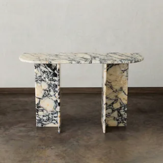 Cream and Charcoal Geometric Console Table