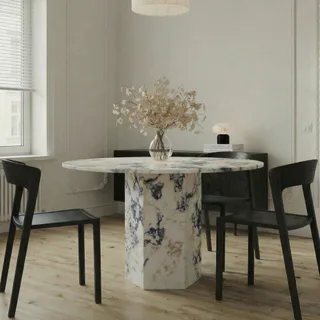 Hexagonal Pedestal Round Dining Table