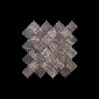 Arabesque Lantern Waterjet Mosaic in Charcoal and Grey