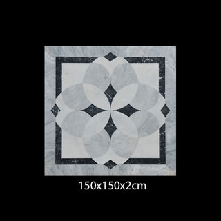 İç İçe Geçen Taç Yaprak Motifli Waterjet Karo