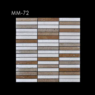 Off-White Brown and Tan Horizontal Rectangular Grid Fine Line Mosaic