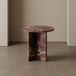 Table Basse à Plateau Circulaire et Piètement à Panneaux Croisés