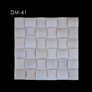 Mosaïque en Relief à Trame Convexe Blanc Cassé