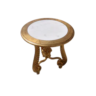 Circular Top Gilded Frame Carved Pedestal Coffee Table